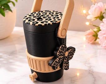 Leopard Print Can Cooler with Keychain Opener, 12oz Soda Beer Holder