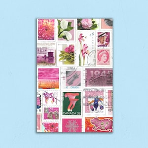 Carte postale rose timbre du Canada - Parfaite pour les traversées !
