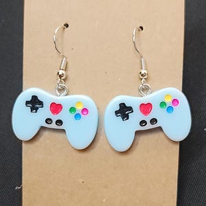 Cute kawaii cool gamer earrings. Controller earrings with stainless steel plated hooks