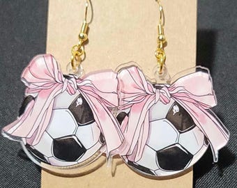 Soccer earrings, gold plated hooks