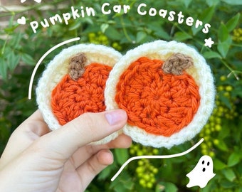 2 Piece Crochet Pumpkin Car Coaster