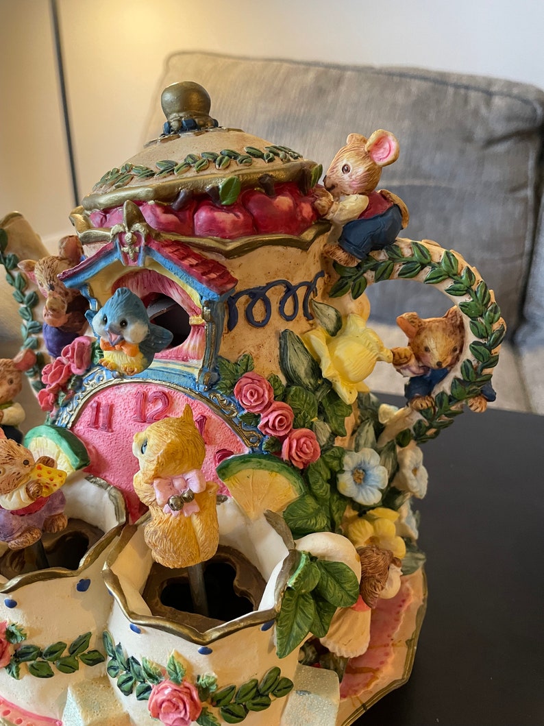 Animated Music Box Tea for Two Porcelain Teapot Lots of Mice Etsy