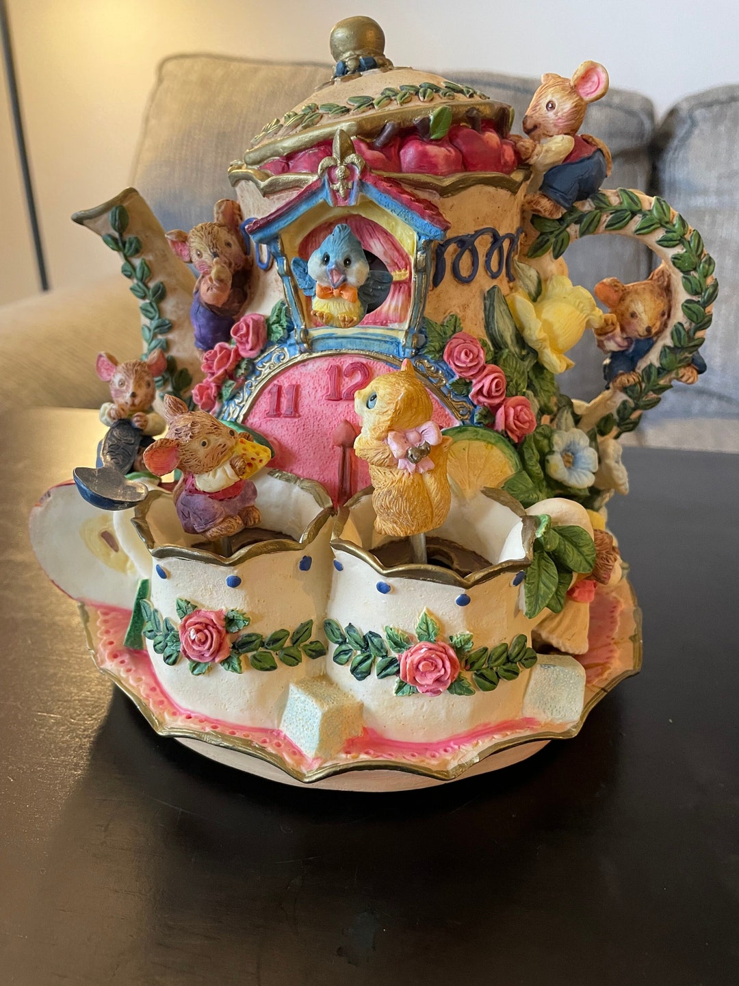 Animated Music Box Tea for Two Porcelain Teapot Lots of Mice Etsy