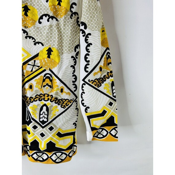 70s Womens Medium Pointed Loop Collar Printed Kni… - image 7