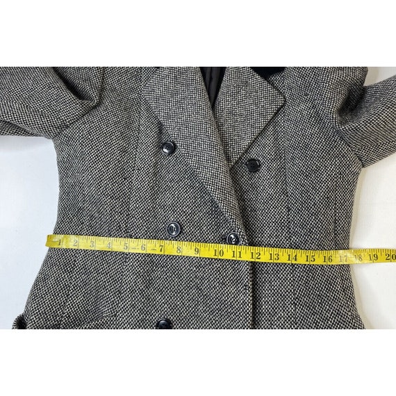 80s Womens 10 Wool Tweed Velour Collar Double Bre… - image 9