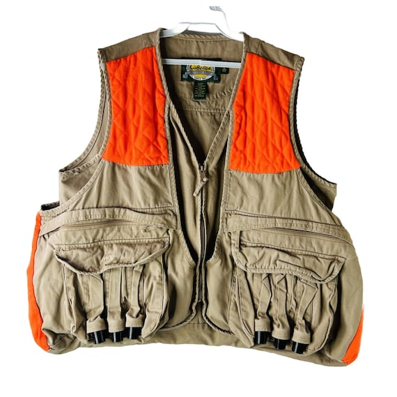 90s Cabelas Mens Medium Canvas Orange Tactical Hunting Field Vest