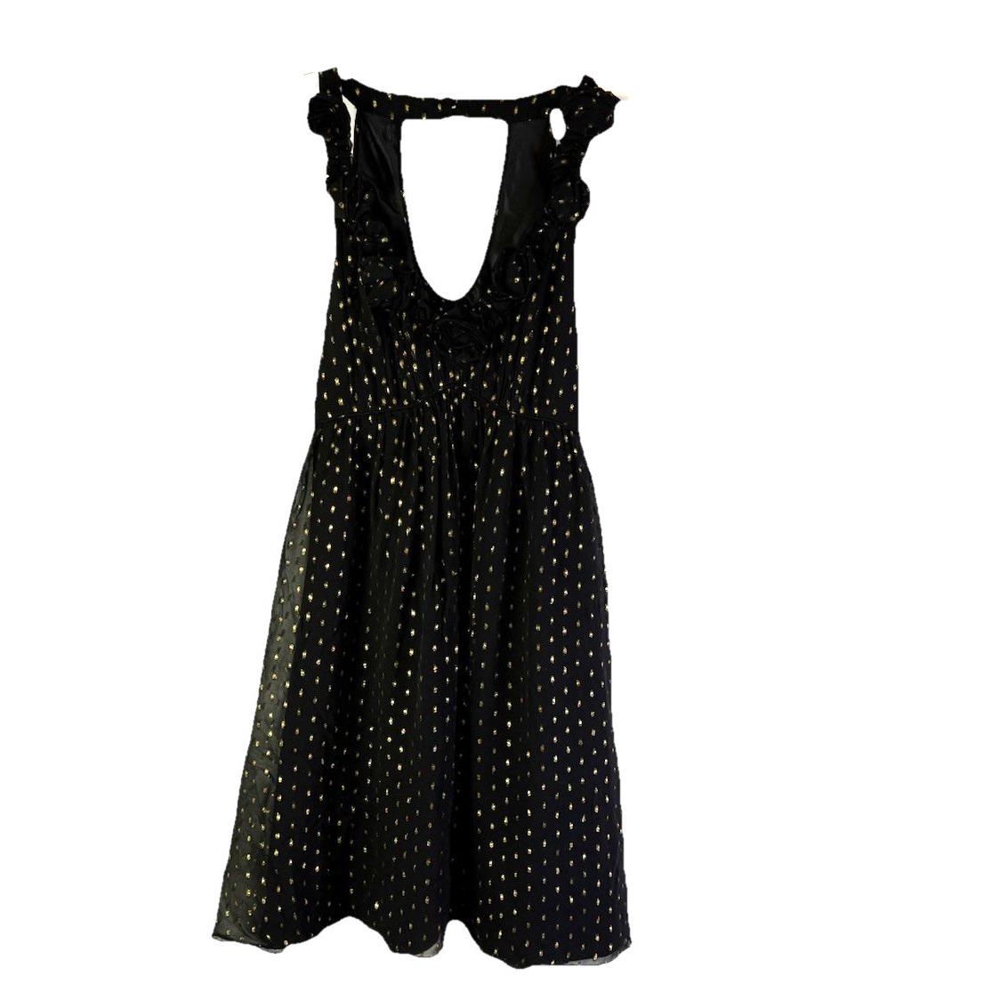 house of cb black lace maxi dress Black Polka Dot Ruffle Lyndsey Midi Dress