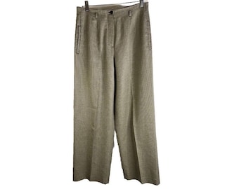 Pantalon large plissé en laine pied-de-poule en soie pour femmes des années 80, pantalon large plissé pied-de-poule en soie pour femme, pantalon large plissé en pied-de-poule vintage