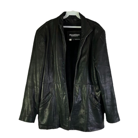 90s Streetwear Lined Lambskin Leather Coat Jacket Mens XL Black