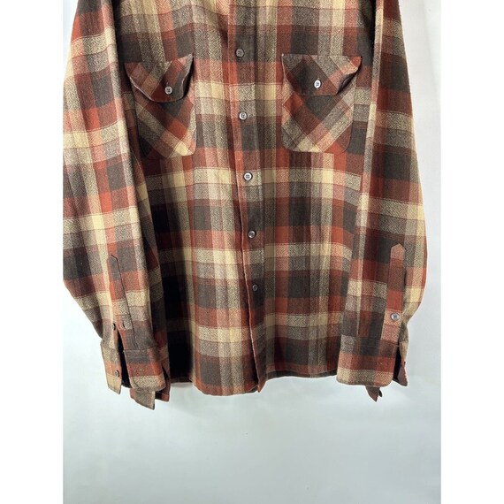 80s Mens XL Wool Flannel Plaid Double Pocket Butt… - image 5