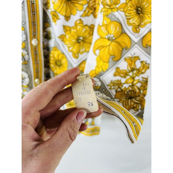 VTG 70s Womens Medium Pointed Loop Collar Floral … - image 5