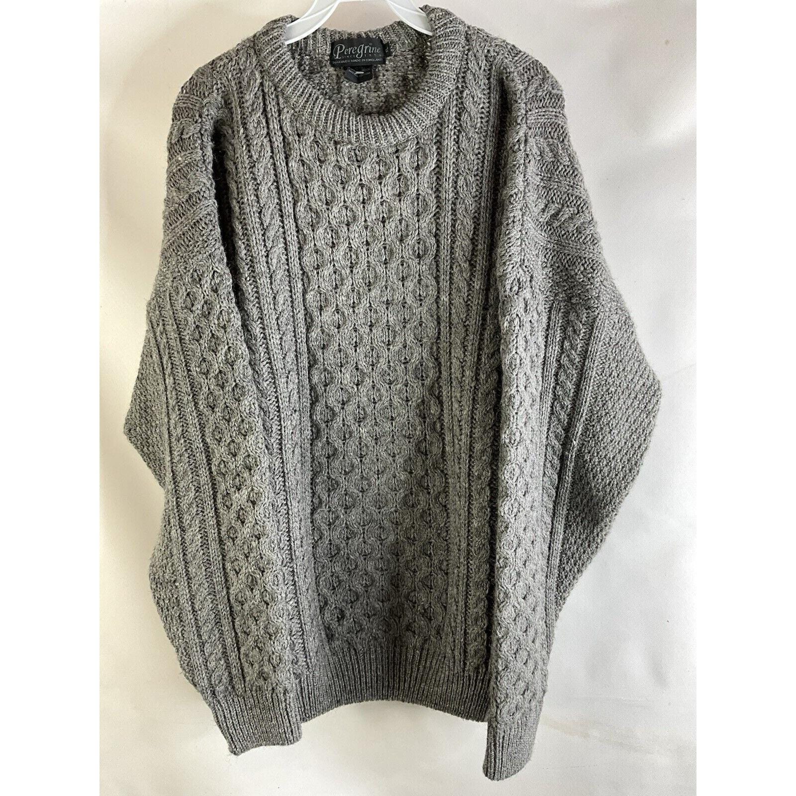 90年代 メンズ XL ウール ケーブルニット フィッシャーマン クルー 