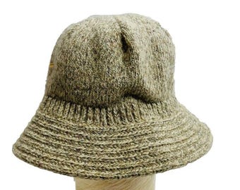 80s Wool Blend Knit Bucket Hat Cap Y2K Streetwear, Wool Knit  display picture 1