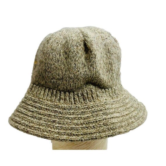 80s Wool Blend Knit Bucket Hat Cap Y2K Streetwear, Wool Knit Hat, Y2K Bucket Hat, Wool Bucket Hat