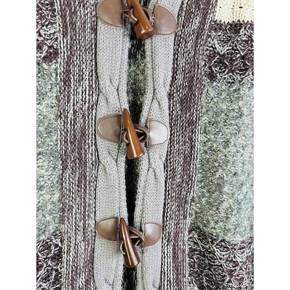 90s Womens Medium Patchwork Toggle Hooded Cardiga… - image 7