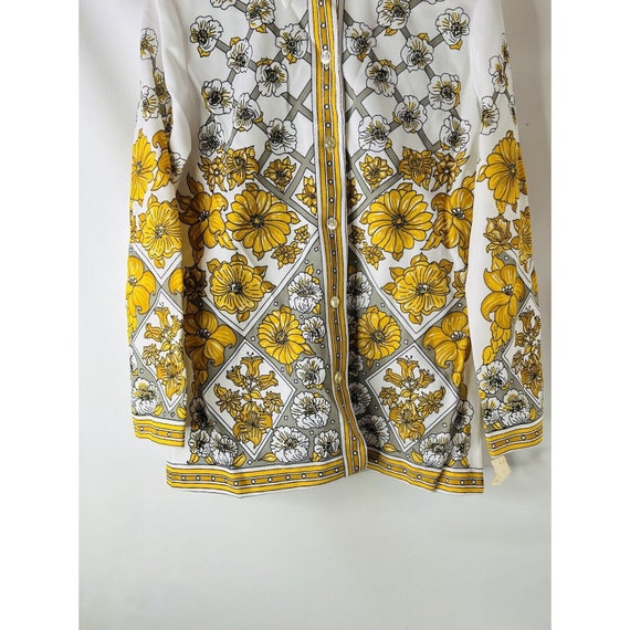 VTG 70s Womens Medium Pointed Loop Collar Floral … - image 4