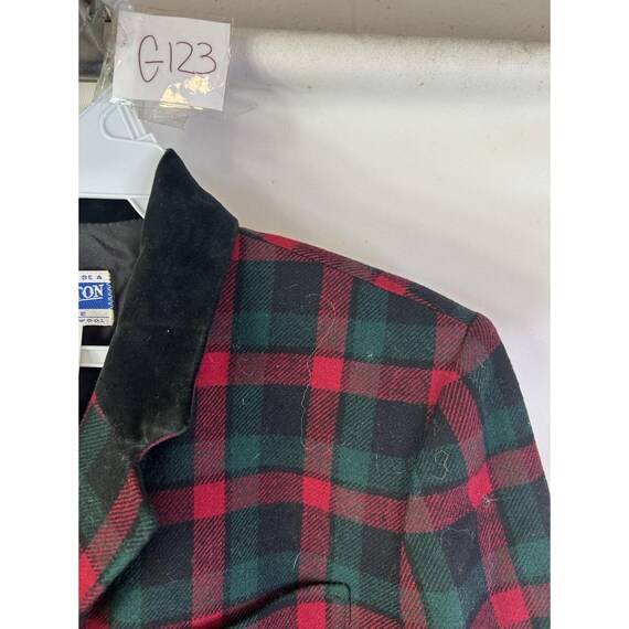 90s Pendleton Blazer Jacket Virgin Wool Plaid Vel… - image 5