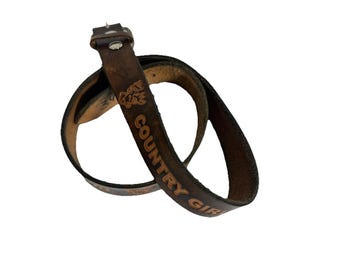 90s Tooled Embossed Leather Belt Country Girl Samantha Western Size 34, Tooled Leather Belt, Embossed Leather Belt, Western Belt