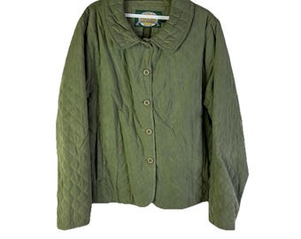 90s Cabelas Womens Large Quilted Jacket Coat Barn Chore Green, Cabelas Womens Jacket, Vintage Quilted Jacket, Chore Coat