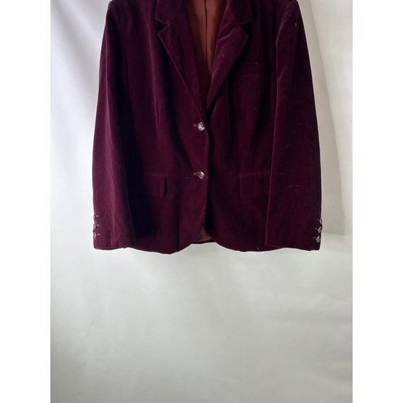 80s Womens 12 Velvet Velour 2 Button Blazer Jacke… - image 4