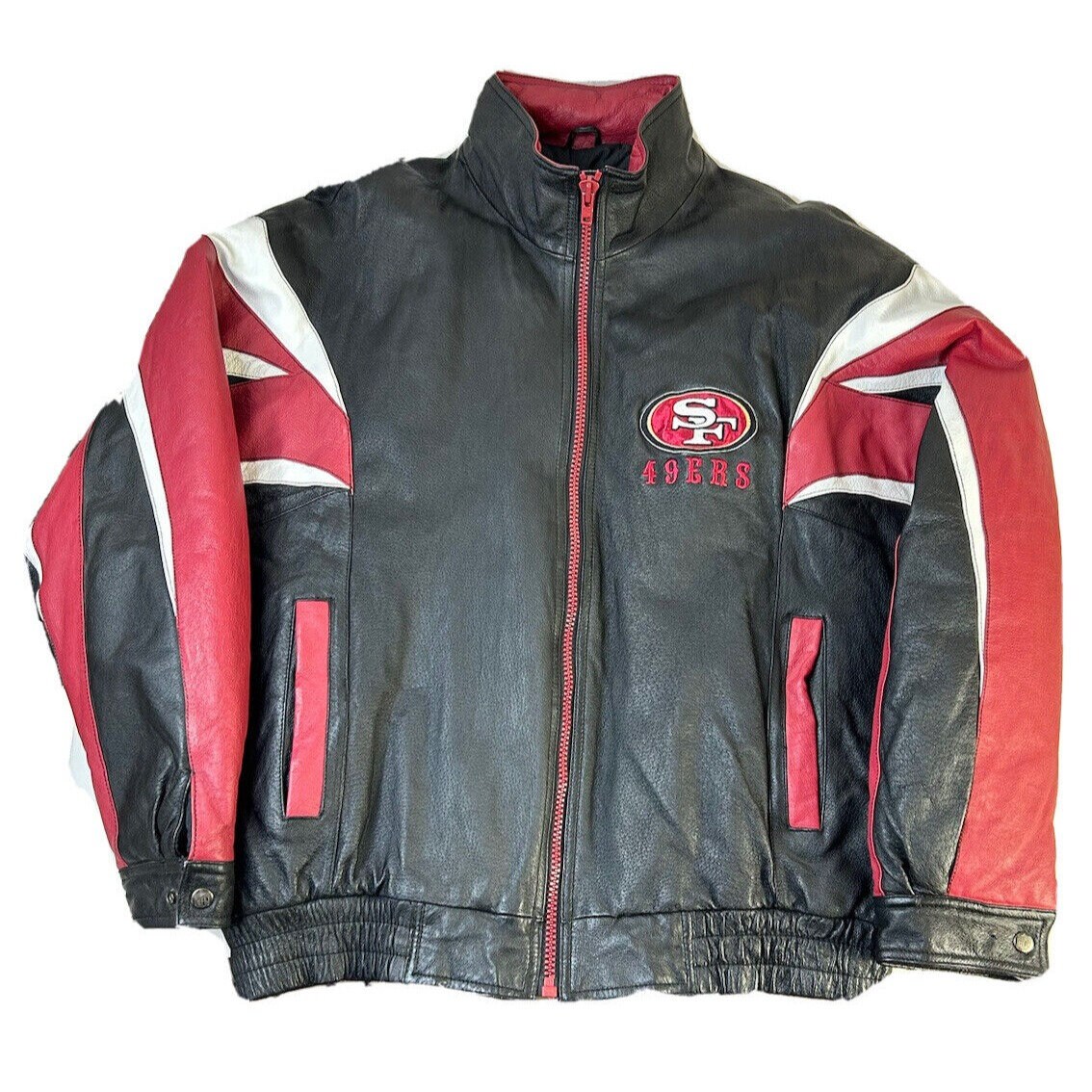 90s Pro Player Mens XL Leather San Fransisco 49ers Color Block