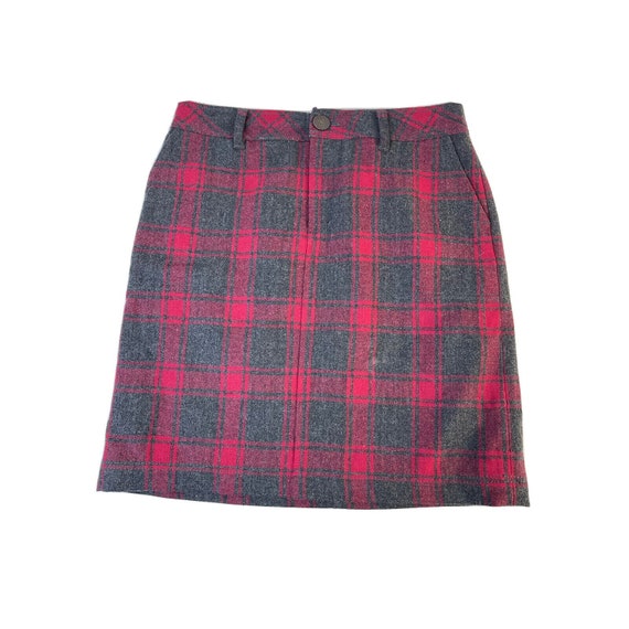 Y2K Eddie Bauer Womens 8 Wool Punk Plaid Gingham Mini Skirt Vintage Eddie Bauer Skirt Y2K Punk Plaid Mini Skirt Womens Plaid Skirt