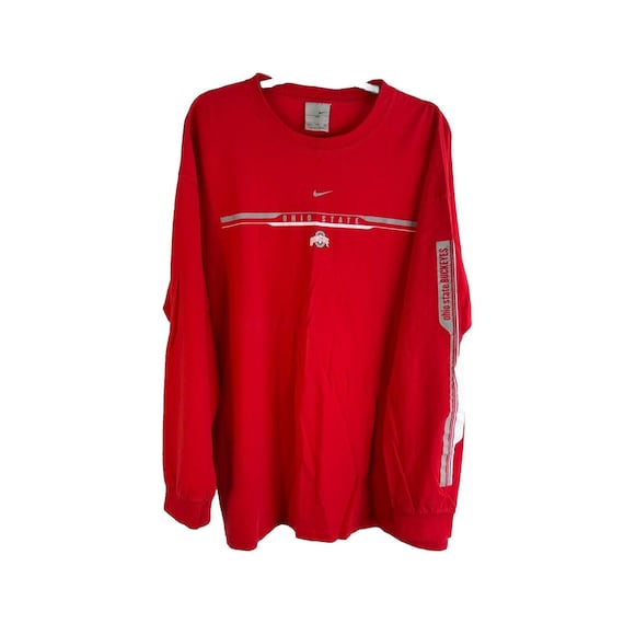90er Jahre Nike Ohio State Center Swoosh Langarm T-Shirt USA Herren 2XL,  Herren Ohio Zustand T-Shirt, Vintage Nike Ohio Zustandhemd, verblasstes Hemd