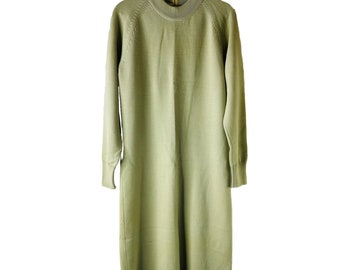 80s Womens 12 Large Wool Knit Sweater Dress Green, Vintage Wool Dress, 1980s Sweater Dress, Minimalist Wool Dress, Dress