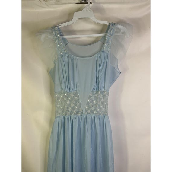 70s Womens Small Sheer Nylon Flounce Nightgown Bl… - image 2
