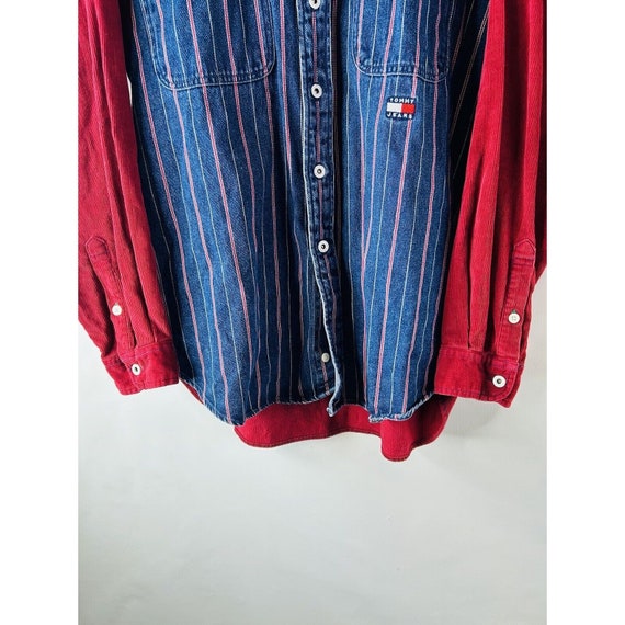 90s Tommy Hilfiger Mens Large Corduroy Denim Butt… - image 5