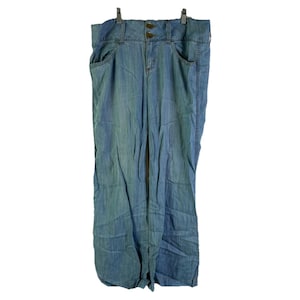 Y2K Anthropologie Elevenses Womens 31 Chambray Denim Wide Leg Flowy Pants, Vintage Anthropologie Pants, Womens Chambray Pants image 1