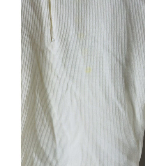 70s Womens Large Button Henley Blouse Shirt White… - image 7