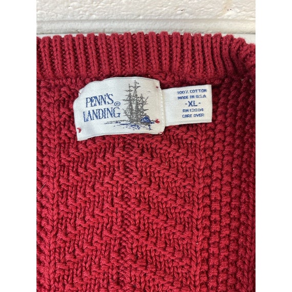 VTG 80s Mens XL Cotton Cable Knit Dad Cardigan Sw… - image 3