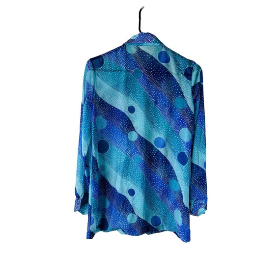 70s Womens Medium Color Block Pointed Collar Trip… - image 6