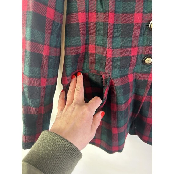 90s Pendleton Blazer Jacket Virgin Wool Plaid Vel… - image 6