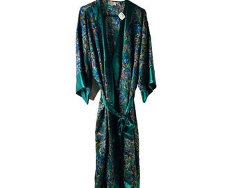 Deadstock Vintage 90s Victorias Secret Robe Lingerie Satin Rainbow Paisley, Victorias Secret Lingerie Jacket, Vintage Satin Robe, Robe