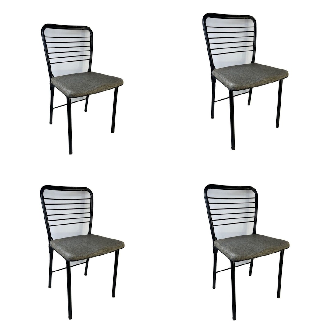 1950s Cosco Vinyl Padded Folding Metal Card Table Chairs Set of 4