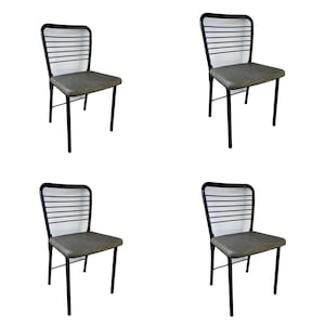 Sillas de mesa de tarjeta de metal plegables acolchadas de vinilo Cosco de la década de 1950, juego de 4, sillas plegables Cosco vintage, sillas modernas de mediados de siglo, silla de mesa de tarjeta