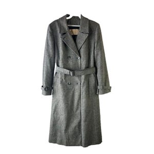 70-tals mellanstor trenchcoat i ull med dubbelknäppt skärp, Pendleton-kappa för kvinnor, Vintage Pendleton trenchcoat, Ullkappa