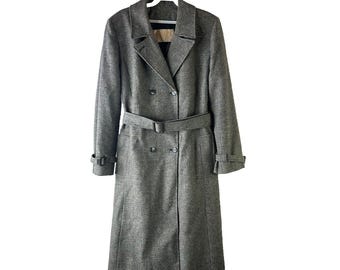 70s Womens Medium Virgin Wool Double Breasted Belted Trench Coat USA, Pendleton Womens Coat, Vintage Pendleton Trench Coat, Virgin Wool Coat