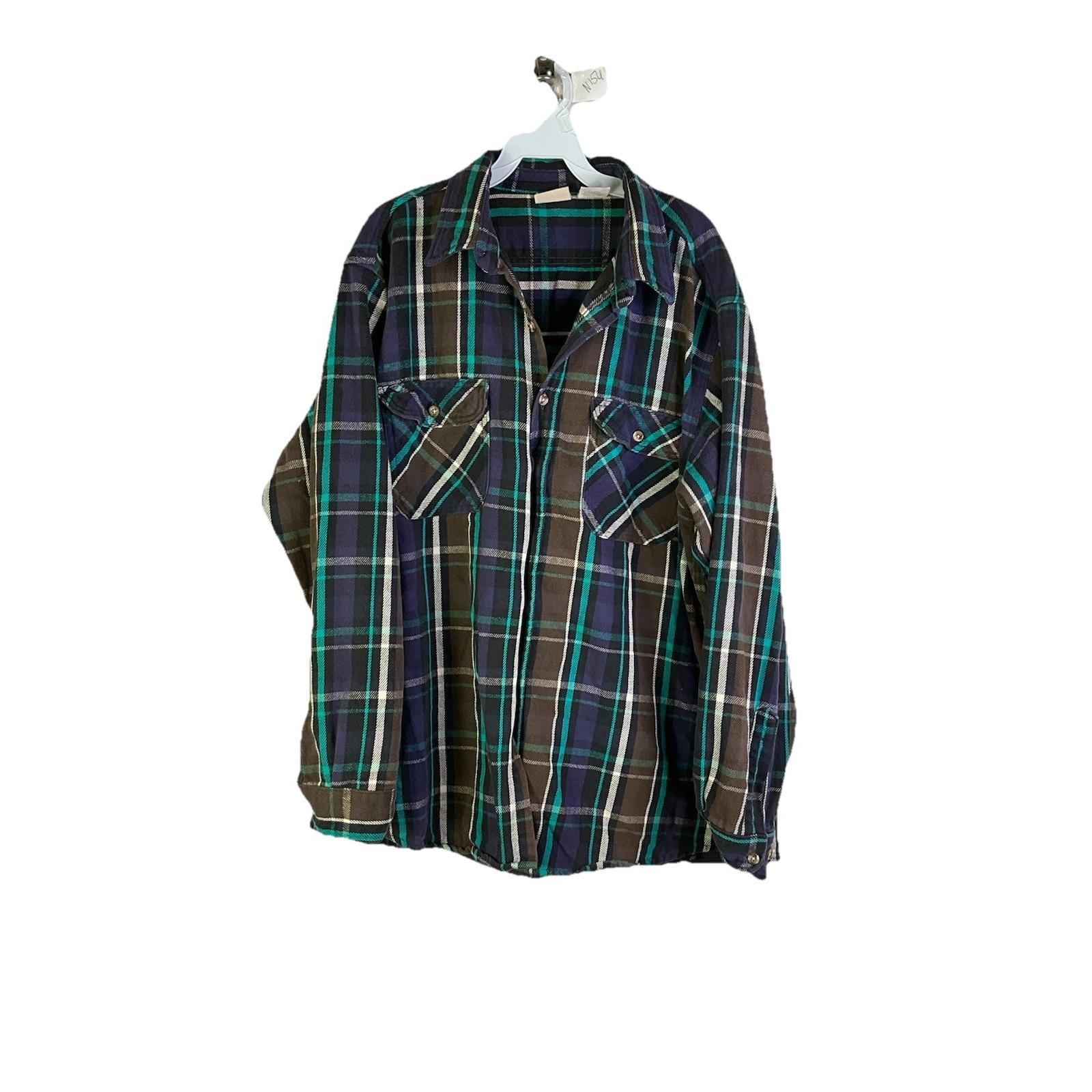 90s Five Brother Mens 2XLT Rainbow Plaid Flannel Chamois Shirt, Five Brother Mens Button Shirt, Vintage Chamois Cloth Shirt, Flannel Shirt