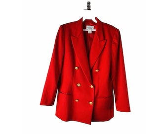 Giacca blazer doppiopetto in lana vergine da donna 10 Pendleton anni '90 rossa USA, blazer da donna Pendleton, blazer in lana vintage, giacca Pendleton