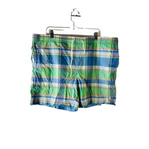 Jaren 90 Polo Ralph Lauren heren XL regenboog madras geruite zwembroek boven de knie, Polo Ralph Lauren zwembroek, heren madras geruite zwembroek