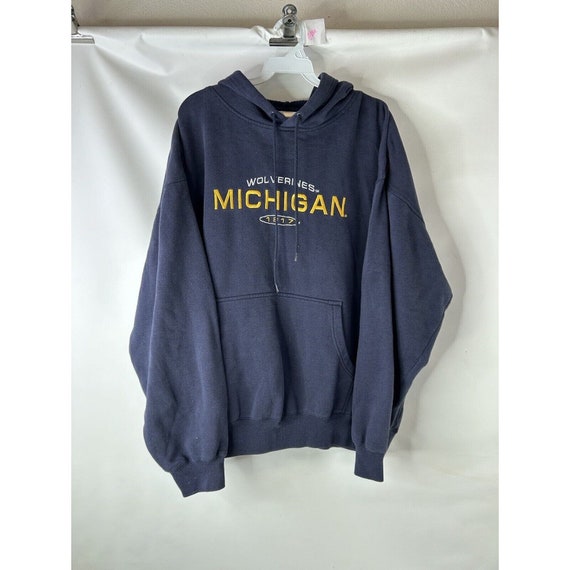 90s Michigan Wolverines Stitched Faded Hooded Swe… - image 3