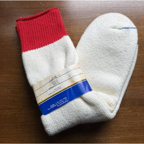 Deadstock Vintage 80s Mens 10-13 Heavyweight Dry Knit Thermal Boot Socks Tube, Vintage Tube Socks, Mens Heavyweight Boot Socks, Socks