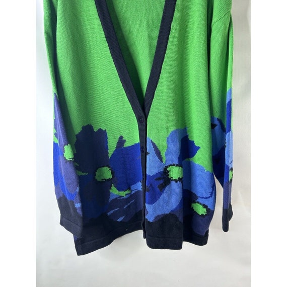 90s womens Medium All Over Floral Knit Color Bloc… - image 3
