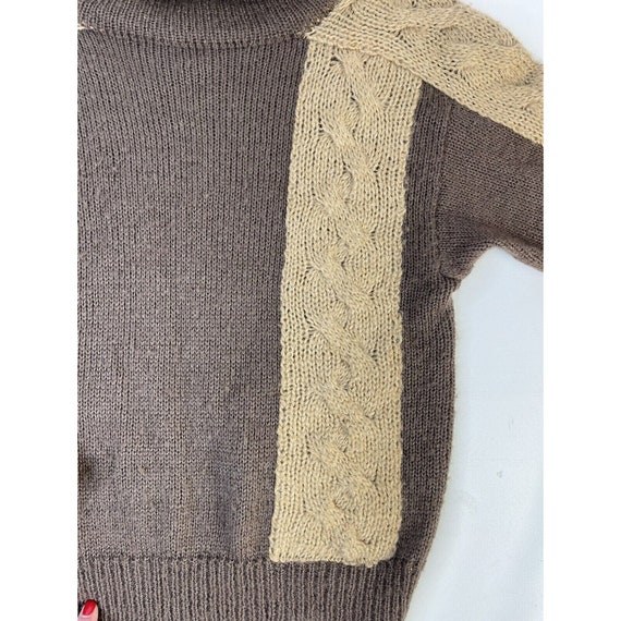 80s Womens Medium Color Block Cable Knit Cowl Nec… - image 3