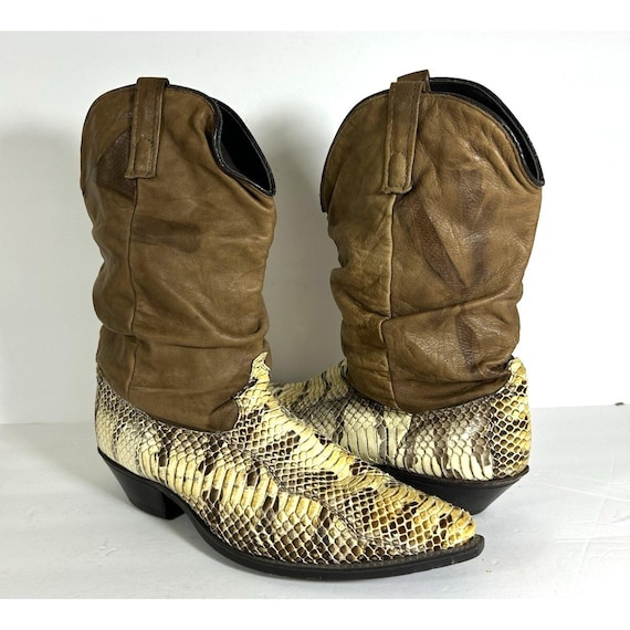 90s Snake Skin Python Leather Western Cowboy Boot… - image 1