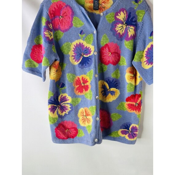 90s Womens Small Hawaiian Floral All Over Knit Sh… - image 5