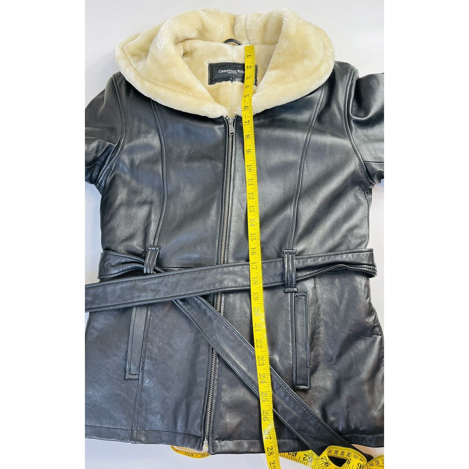 Y2K Womens Small Faux Fur Shag Hood Leather Flight Bomber Flight 